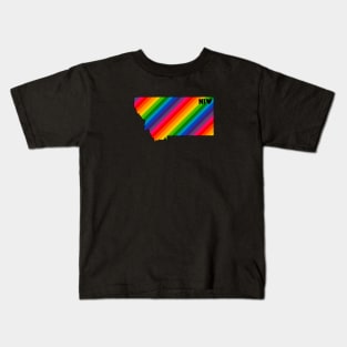 USA States: Montana (rainbow) Kids T-Shirt
